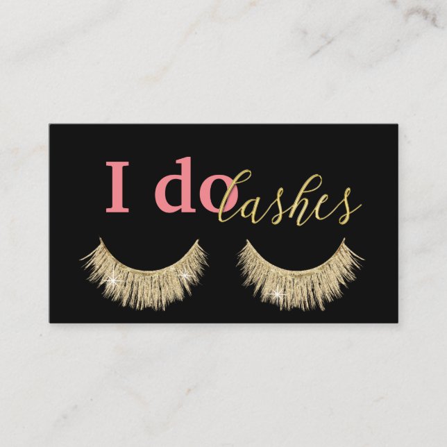 Lashes Makeup Artist Modern Gold Eyelash Loyalty Card (Front)
