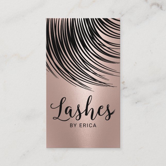 Lashes Makeup Artist Modern Rose Gold Eyelash Business Card (Front)