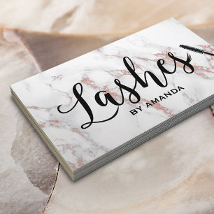 Lashes Makeup Artist Modern Rose Gold Marble Business Card
