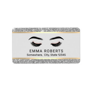 Lashes Makeup Artist Modern Silver Beauty Salon Label