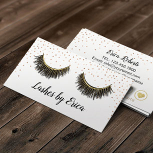 Lashes Makeup Artist Rose Gold Confetti Loyalty Card
