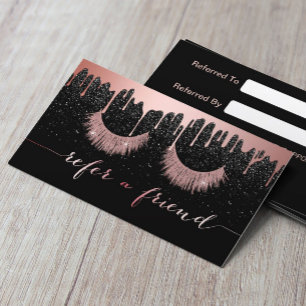 Lashes Makeup Artist Rose Gold Dripping Referral Card