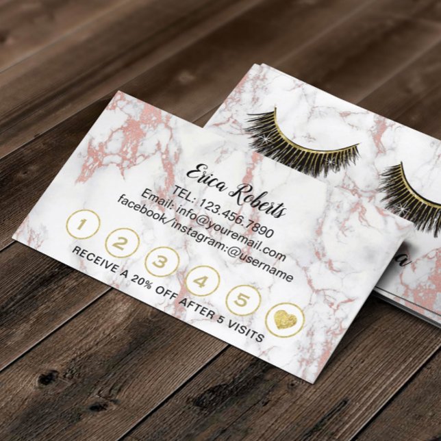 Lashes Makeup Artist Rose Gold Marble Loyalty Card (Creator Uploaded)