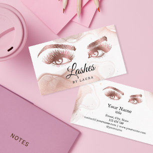 Lashes Makeup Artist Rose Gold Mascara Brows Busin Business Card