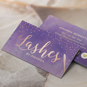 Lashes Makeup Artist Rose Gold Purple Loyalty Card