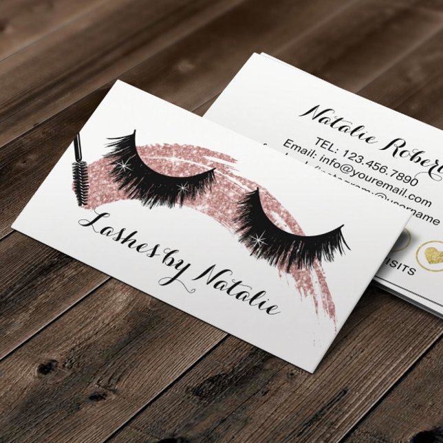 Lashes Makeup Artist Rose Gold Stroke Loyalty Card (Creator Uploaded)