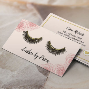 Lashes Makeup Artist Vintage Pink Floral Loyalty Card