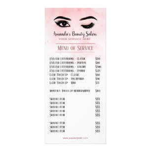 Lashes Makeup Artist Wink Eyes Price List Rack Card