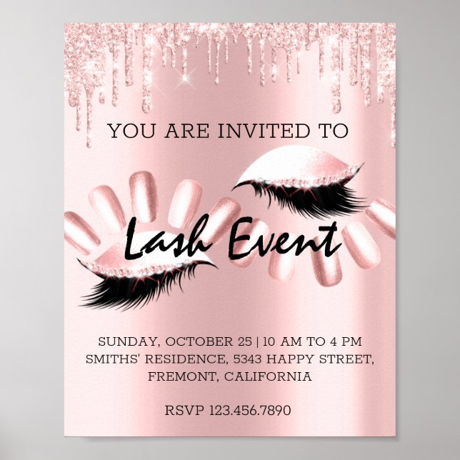 Lashes Makeup Beauty Treatment Promotion Rose Poster (Front)