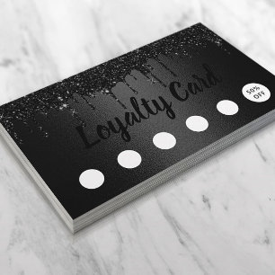 Lashes Makeup Hair Salon Black Drips Loyalty Card