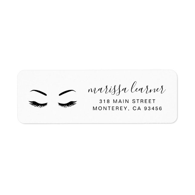 Lashes Minimalist Black and White Return Address (Front)