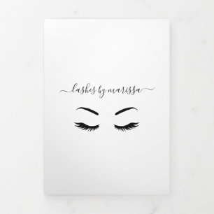 Lashes Minimalist Black and White Trifold Brochure
