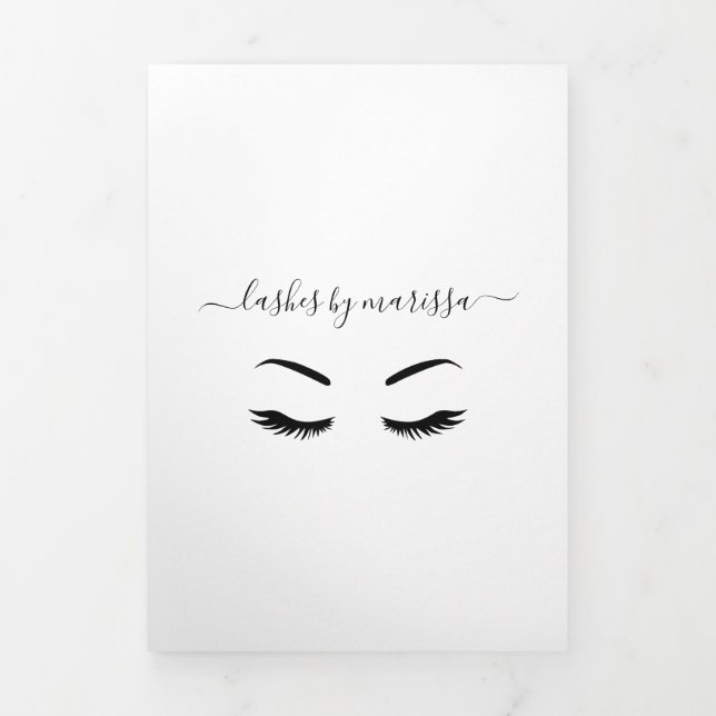 Lashes Minimalist Black and White Trifold Brochure (Cover)