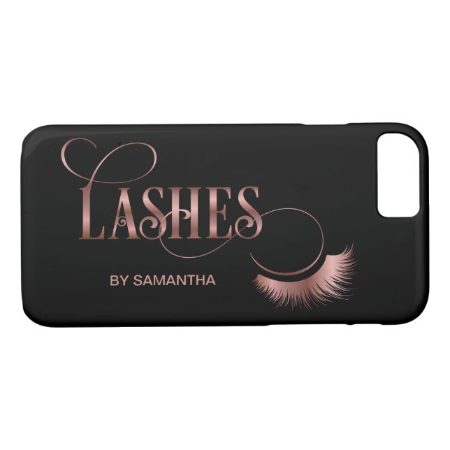 Lashes Modern Rose Gold Typography Makeup Artist Case-Mate iPhone Case (Back (Horizontal))