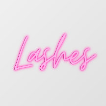 Lashes neon sign style cling