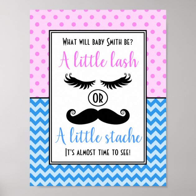 Lashes Or Staches Gender Reveal Poster | Zazzle