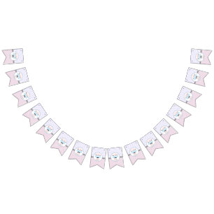 "Lashes Or Staches" Modern Gender Reveal Party Bunting Flags