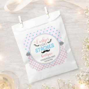 "Lashes Or Staches" Modern Gender Reveal Party Favour Bag