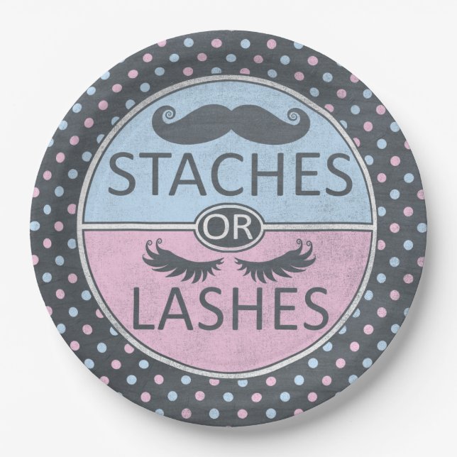Lashes or Staches Paper party plates. Paper Plate (Front)