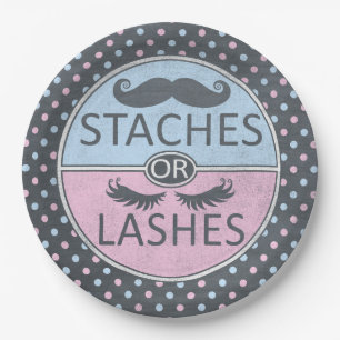 Lashes or Staches Paper party plates. Plate