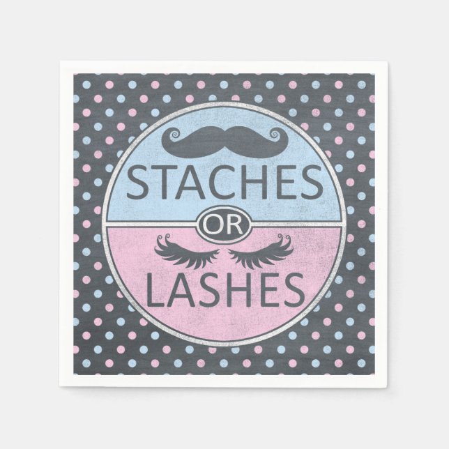 Lashes or Staches party napkins. Napkin (Front)