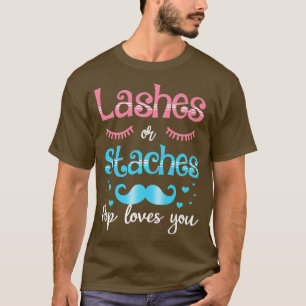 Lashes Or Staches POP Loves You Gender Reveal T-Shirt