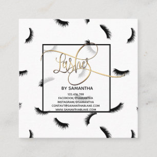 Lashes Pattern Lots of Lashes After Care Square Business Card
