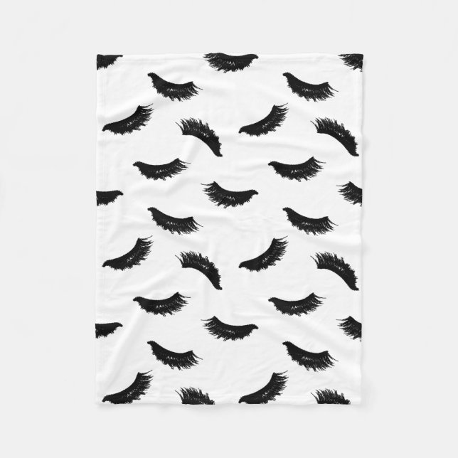 Lashes Pattern Modern Eyelash Print Fleece Blanket (Front)