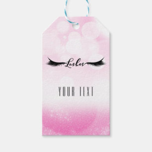 Lashes Pink Sparkle Glamour Eyelashes Chic Beauty Gift Tags