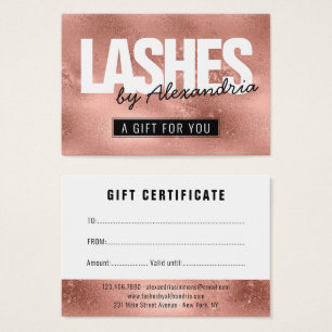 Lashes Rose Gold Pink Sparkle Gift Certificate