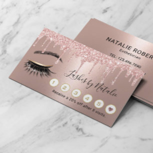 Lashes Salon Makeup Artist Rose Gold Drips Loyalty Card