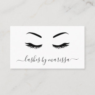 Lashes Simple Minimalist Black and White Elegant Business Card