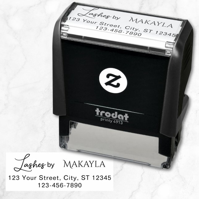 Lashes Studio Name Return Address Phone Self-inking Stamp (Creator Uploaded)