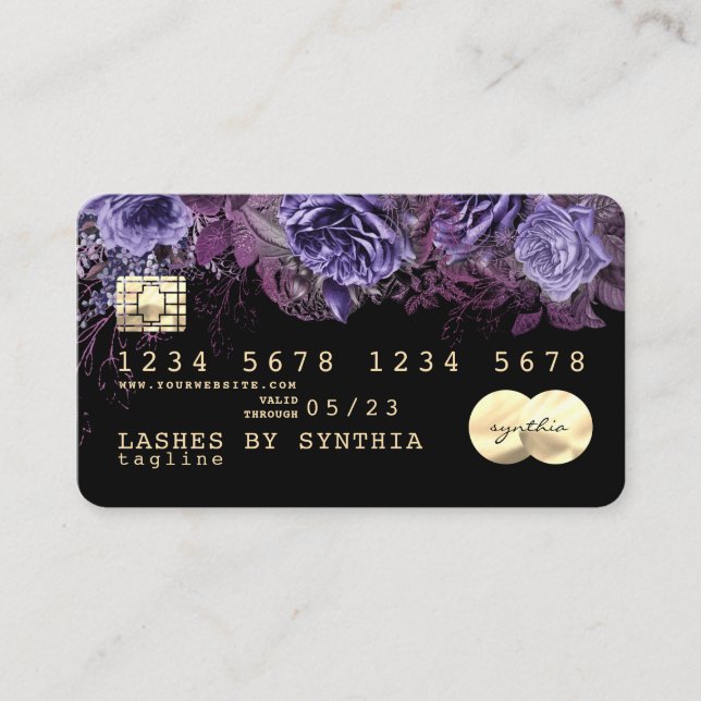 Lashes trendy Floral Credit Card watercolor (Front)