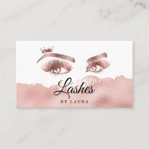 Lashes with Crown Makeup Artist Rose Gold Business Card