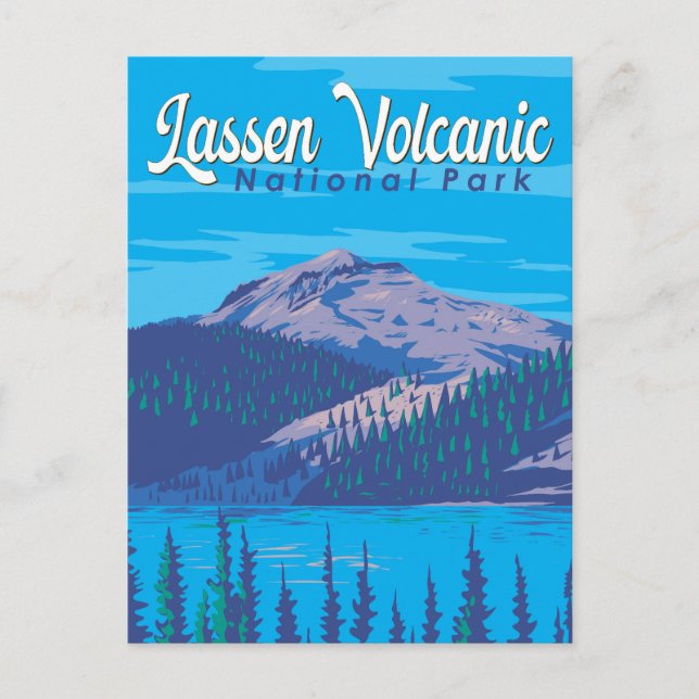 Lassen Volcanic National Park Illustration Travel Postcard (Front)