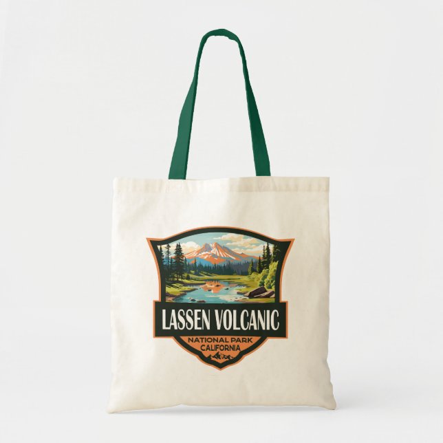 Lassen Volcanic National Park Illustration Travel Tote Bag (Front)