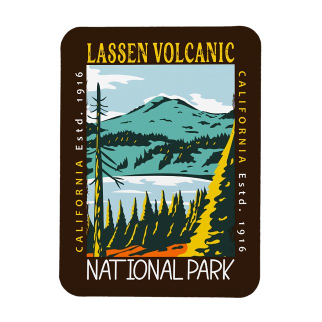 Lassen Volcanic National Park Vintage Distressed  Magnet (Vertical)
