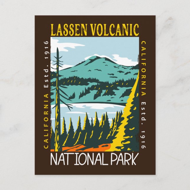 Lassen Volcanic National Park Vintage Distressed Postcard (Front)