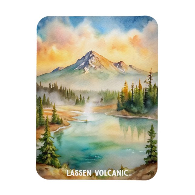 Lassen Volcanic National Park Watercolor Painting  Magnet (Vertical)