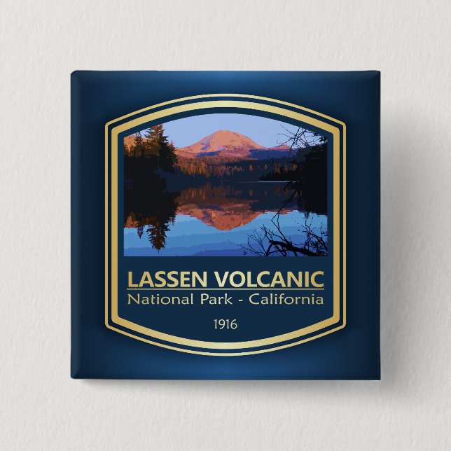 Lassen Volcanic NP (PF1) 2 Inch Square Button (Front)