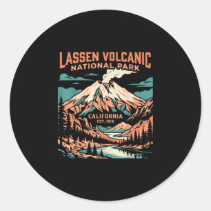 Lassen volcanic vintage national park adventure classic round sticker