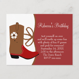 Lasso Cowgirl Birthday Invitation