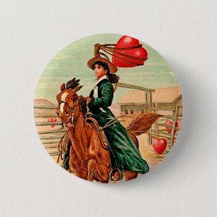 Lasso my heart Vintage Valentine 2 Inch Round Button
