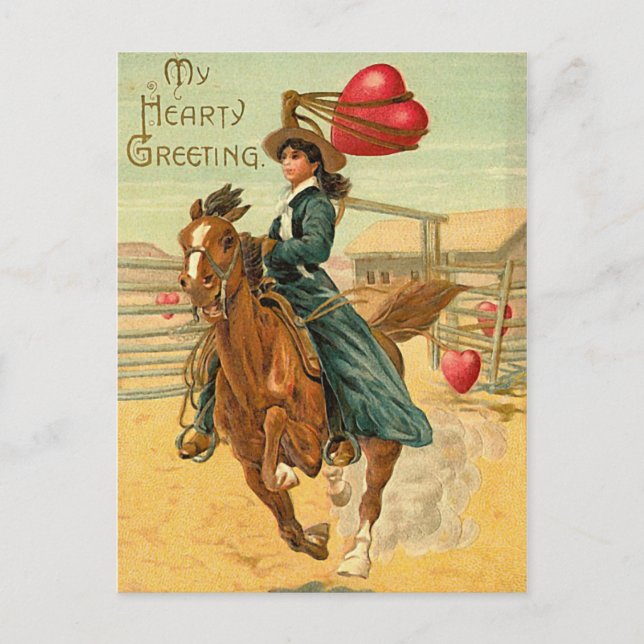 Lasso my heart Vintage Valentine Holiday Postcard (Front)