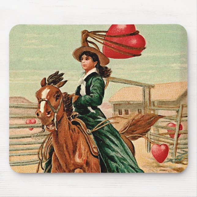 Lasso my heart Vintage Valentine Mouse Pad (Front)