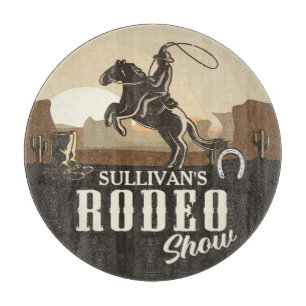 Lasso Roping Roundup ADD NAME Western Rodeo Show Cutting Board