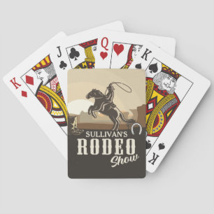 Lasso Roping Roundup ADD NAME Western Rodeo Show Playing Cards