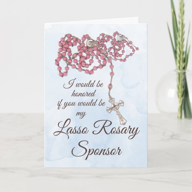 Lasso Rosary Sponsor Invitation, for Catholic Wedd Invitation (Front)