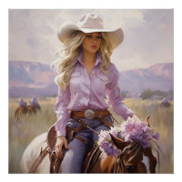 Lassoed Lavender:  Cowgirl Wall Art